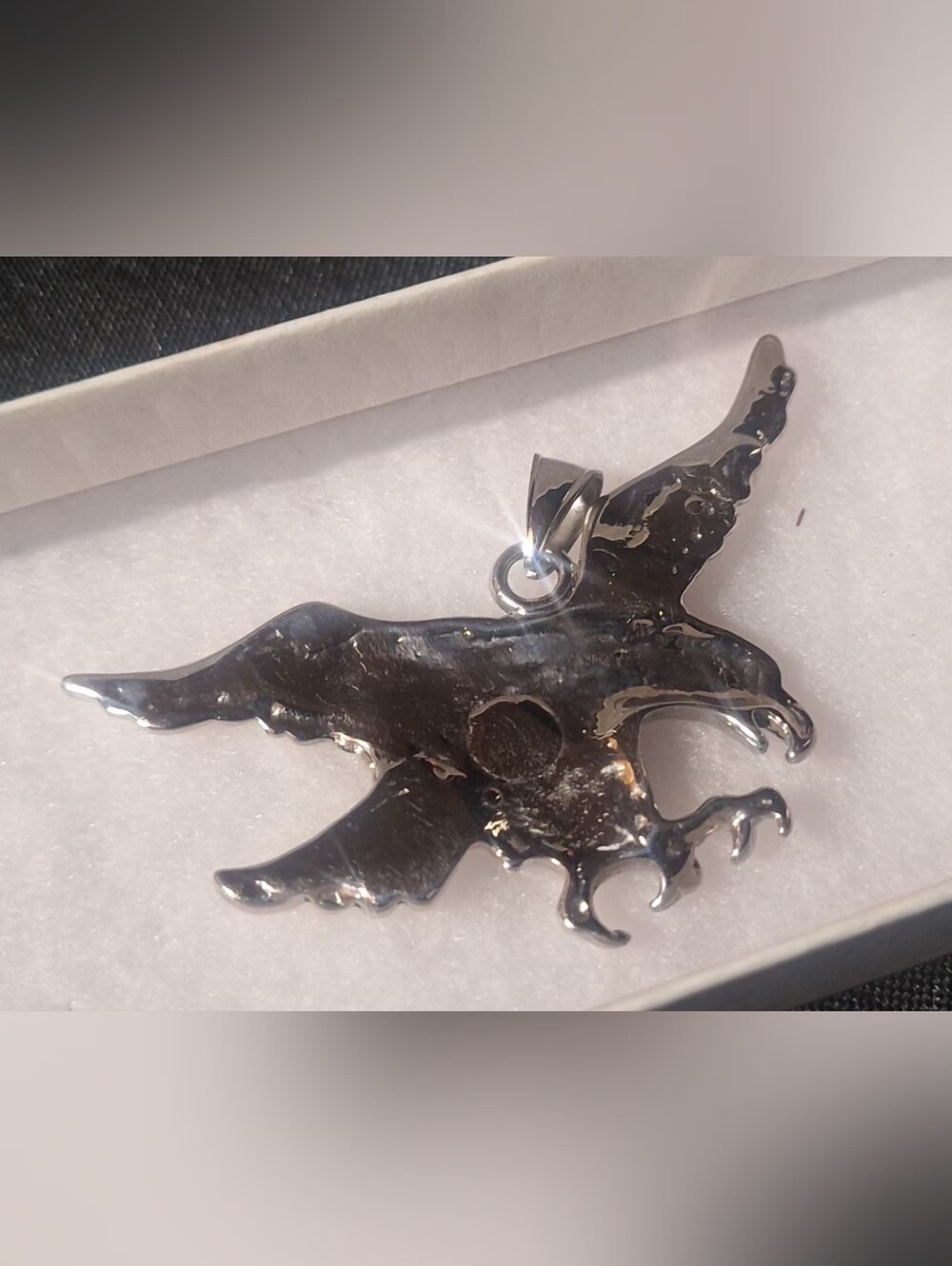 Vintage Silver Tone Flying Eagle Pendant Charm - Picture 3 of 6